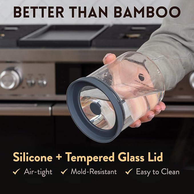 Glass Airtight Canisters with Silicone Lids – BPA-Free Borosilicate Containers for Food Prep, Storage, Wet or Dry Foods, Pasta, Rice, Flour, Tea, Herbs, Snacks – Set of 6 (17.5 oz)