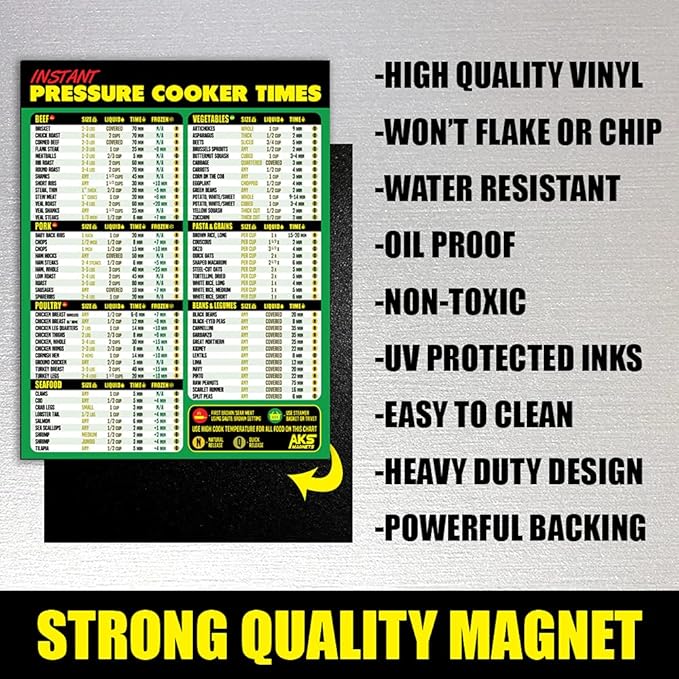 Instant Pot Magnetic Cheat Sheet - Extra Large Easy to Read 8.5” x 11” Pressure Cooker Kitchen Accessory - Instapot Cooking Times Quick Reference Guide Fridge Magnet - Cook Healthy & Tasty Meals Fast