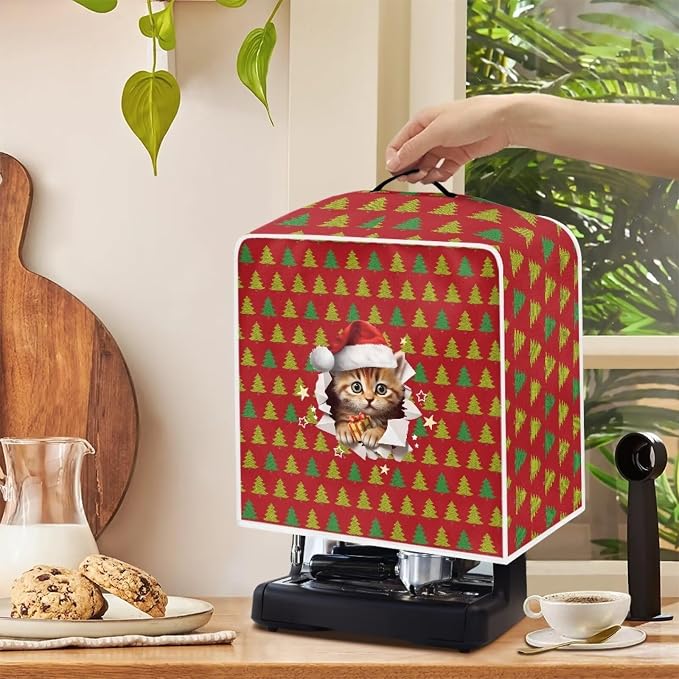 Christmas Cat Coffee Maker Waterproof Small Appliance Cover - Image 5