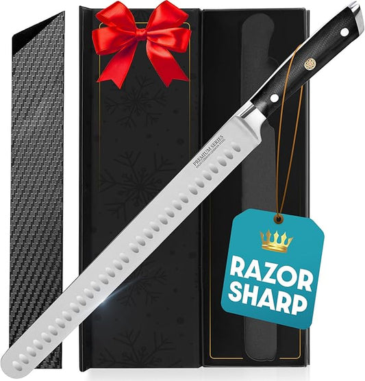 Brisket Knife - 12" Premium BBQ Carving Knife Full Tang Razor Sharp - Gift for Dad From Wife, Son, Daughter