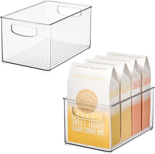 iDesign Stackable Clear Plastic Bin - Kitchen Organizers and Storage for Fridge and Pantry, 2-Pack