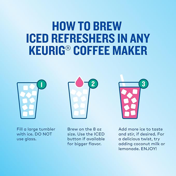 The Original Donut Shop, Iced Refreshers, Keurig Single Serve K-Cup Pod Variety Pack, Strawberry Acai, Pineapple Passionfruit, Mango Dragonfruit Lemonade, Berry Chill, 20-Count