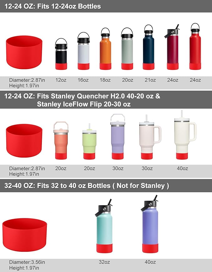 CHEETAH Protective Boot for Hydroflask Water Bottle 12oz - 40oz, BPA Free Bottom Silicone Sleeve Cover, Compatible with All Water Bottles with Bottom Width of 2.87-3.56in