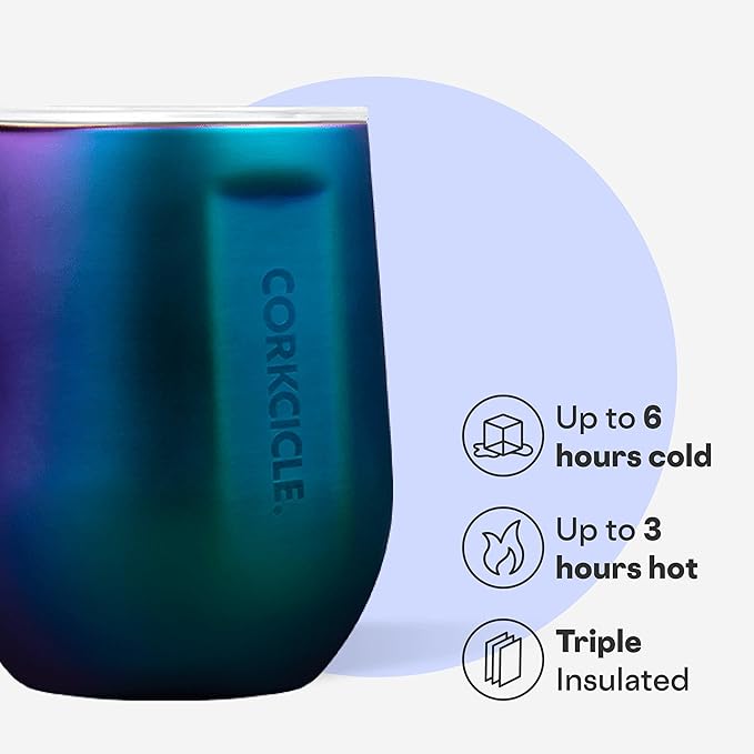 Corkcicle Stemless Wine Tumbler - Keeps Drinks Cold for 6 Hours - Triple-Insulated Stainless Steel - Non-Slip Base - Summer Drinkware Gift - Keeps Drinks Ice Cold - 12 oz - Dragonfly