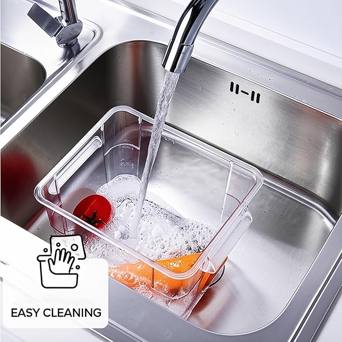 4 Pack 4QT Food Storage Containers with Green Lids, Clear Square Commercial Food Grade Storage Containers with Handles and Scales, BPA-Free Airtight Restaurant Container for Sourdough, Marinating Meat