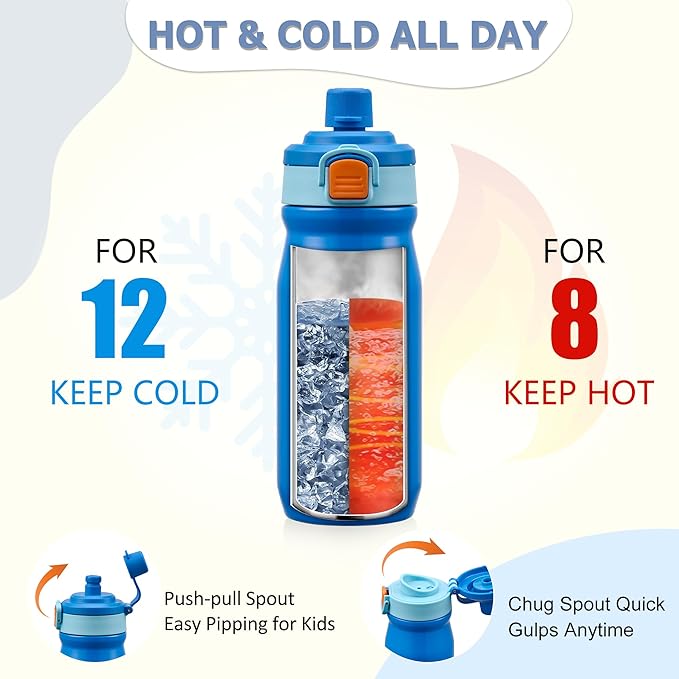 MAISON HUIS Bento Box for Kids with 8oz Soup Thermo, Leak-proof Lunch Food Containers with 5 Compartment, Insulated Lunch Bag & 17oz Stainless Steel Water Bottle for School, Trvael