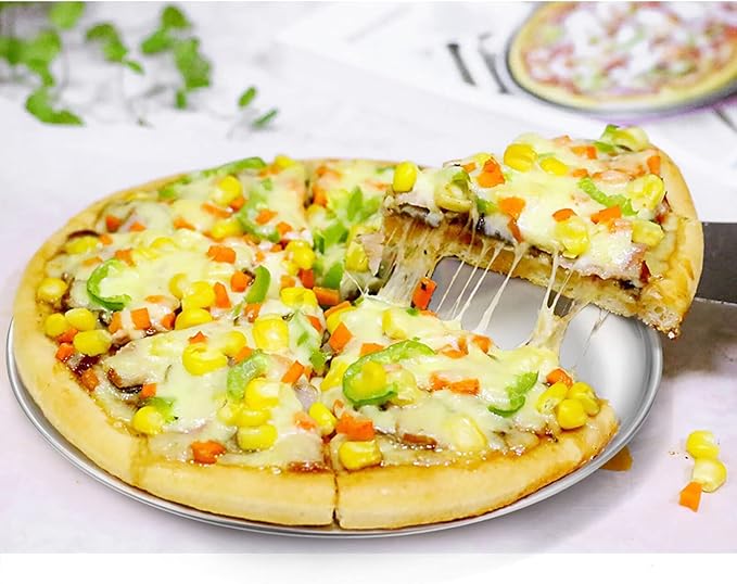 Deedro Pizza Tray - 12 Inch Stainless Steel Pizza Pan & Baking Sheet Crisper, Pack of 3