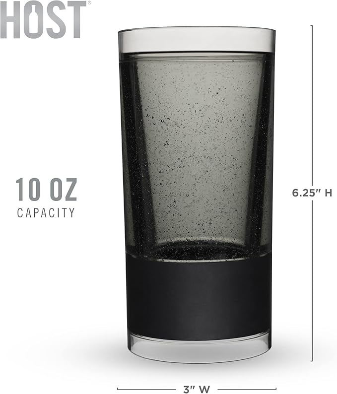 HOST Highball Cocktail Freeze Tumbler, Frozen Cocktail Glass, Double Walled Insulated Iced Coffee Tumbler, BPA Free Drink Cooler, 10 oz., Black