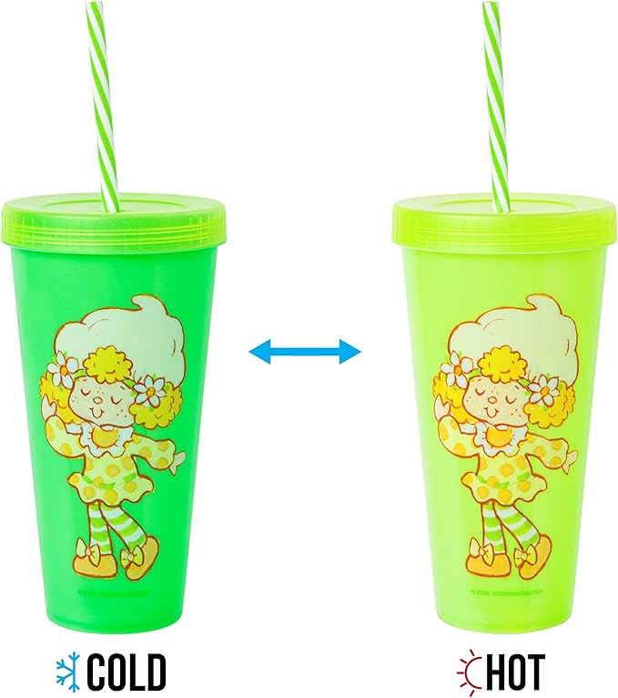 Silver Buffalo Strawberry Shortcake 4 Pack Color Change Plastic Tumbler Featuring Lemon Meringue, Orange Blossom, and Angel Cake, 24 Ounces