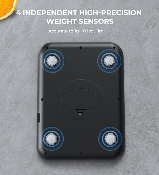 AZC Rechargeable Food Scale,33 lb Kitchen Scale, Digital Weight Grams and Ounces, 6 Units with Tare Function,8.2 x 6 x 0.7 inches