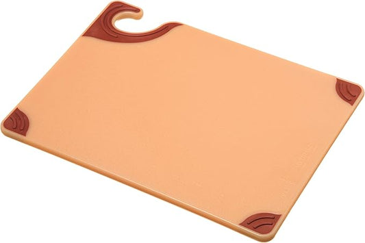 San Jamar Saf-T-Grip Plastic Cutting Board with Safety Hook, 9" x 12" x 0.375", Brown, (Pack of 6)