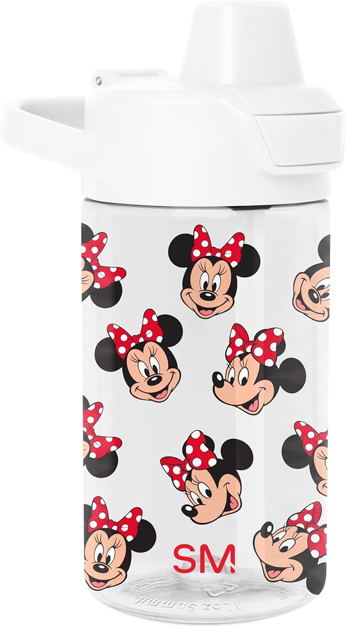 Simple Modern Disney Kids Tritan Plastic Summit Water Bottle | 12 oz BPA-Free Cup with Covered Leak Proof Straw Lid for Girls, Toddlers | Minnie Mouse Fun