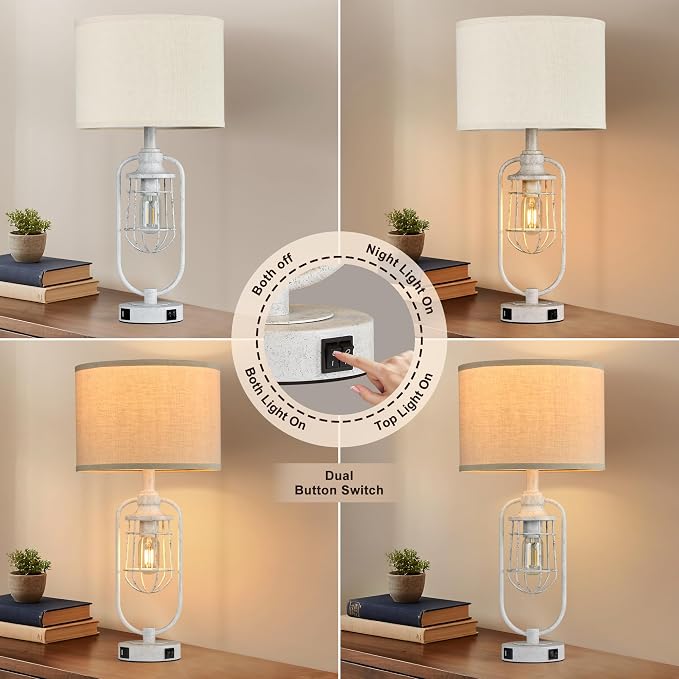 Farmhouse Table Lamps for Living Room Set of 2, Lamps for Night Stands Set of 2 - Image 2