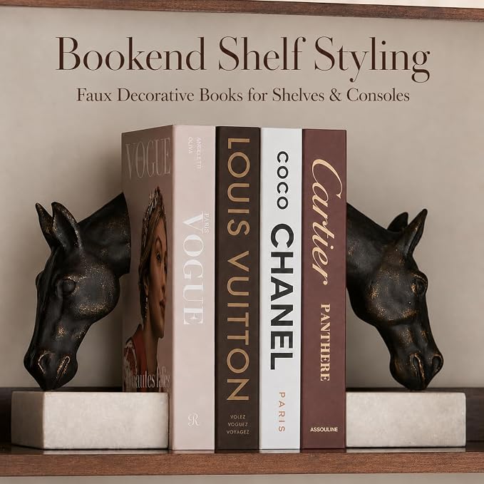 PROBENEX 4 Pcs Decorative Books | Faux Luxe Cardboard Coffee Table Decor | - Image 8