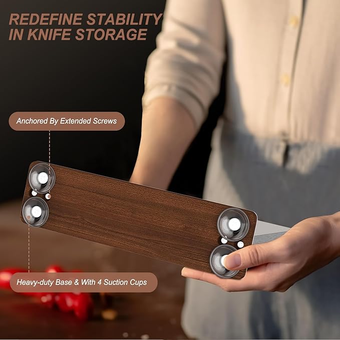 Magnetic Knife Block, Stainless Steel Magnetic Knife Holder for Kitchen Counter Universal Knife Block Without Knives, Strong Magnet Kitchen Knives Storage Organizer