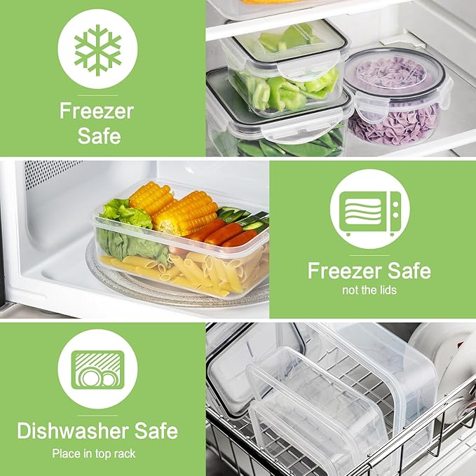 HOMBERKING 40 Pieces Food Storage Containers Set with Snap Lids (20 Lids + 20 Containers), Plastic Containers, BPA-Free Lunch Container Bento Box for Home, Black