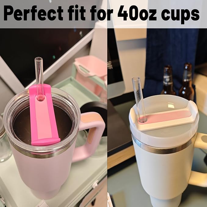 40 OZ Tumbler Lid Replacement Fit for Stanley Cup, 2 Pack Replacement Lids Fit for Stanley Travel Tumbler, Spill Proof Tumbler Covers for Stanley Cup Accessories (Opaque - Pink)