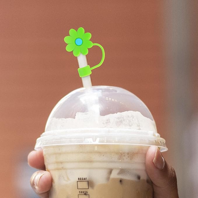 5 PCS Silicone Straw Covers Cap Compatible with Stanley 30&40 Oz Cup, 10mm Cute Flower Straw Toppers for Tumblers, Dust-Proof Drinking Straw Caps for Reusable Straws Tips Lids