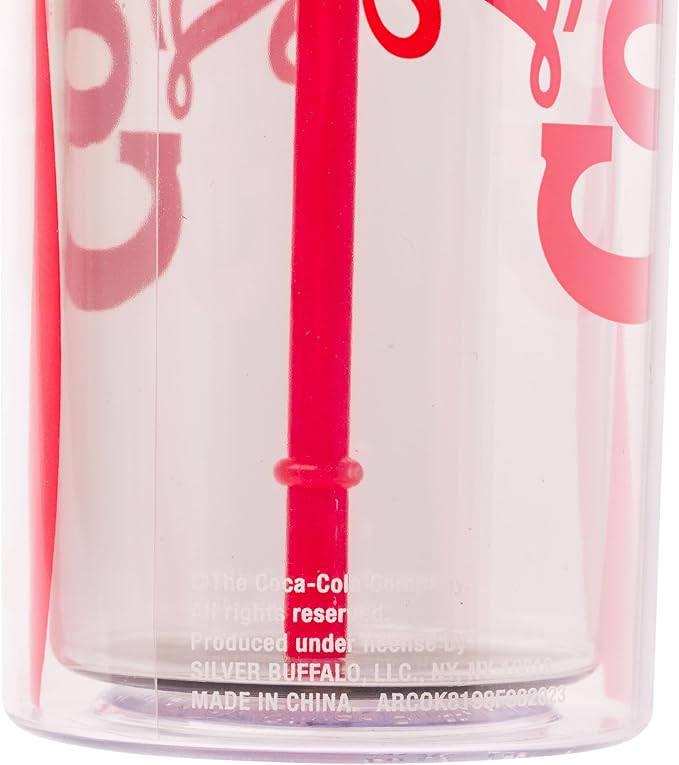 Silver Buffalo Coca Cola Diet Coke Plastic Tall Cold Cup with Lid and Straw, 20 Ounces