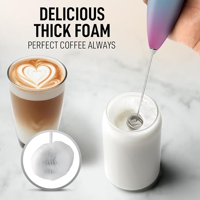 Zulay Kitchen Double Whisk Milk Frother – Handheld Foam Maker for Coffee, Lattes, Matcha, Hot Chocolate & Cappuccinos – Whip Creamy Froth in Seconds, Portable & Easy to Use