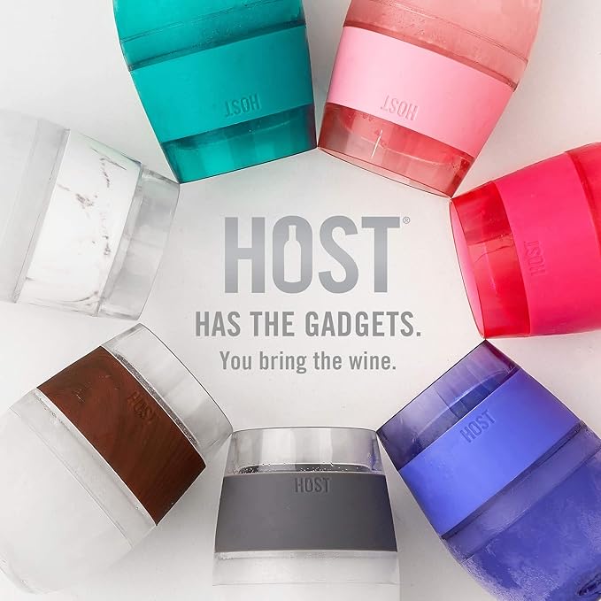 Host Cooling Wine Freeze Cup with Lid, Set of 2 Plastic Double Wall Insulated Wine Tumbler Drink Cups with Freezing Gel for Red and White Wine, Coral