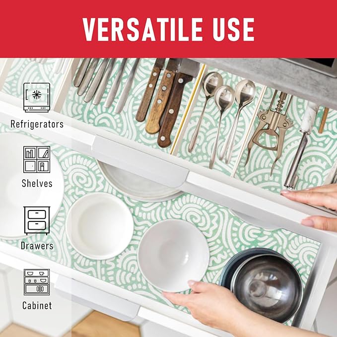 Cooyes Non-Slip Refrigerator Liners for Shelves, 17.7" × 24", 12 Pack, Large Fridge Drawer & Shelf Liners for Kitchen Cabinets Non-Adhesive, Breathable Material, BPAfree, Keep Produce Fresh Longer