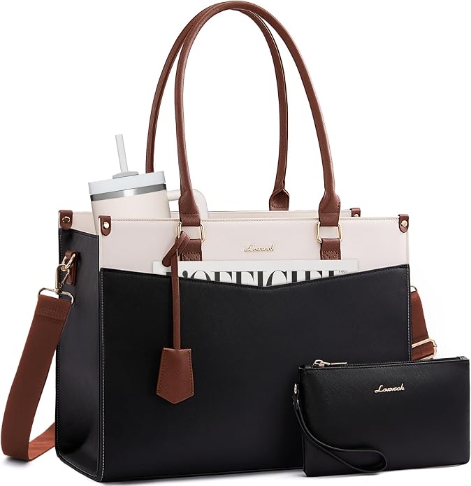 LOVEVOOK Laptop Lunch Bag for Women 15.6 Inch, Waterproof Tote Purse - Image 8