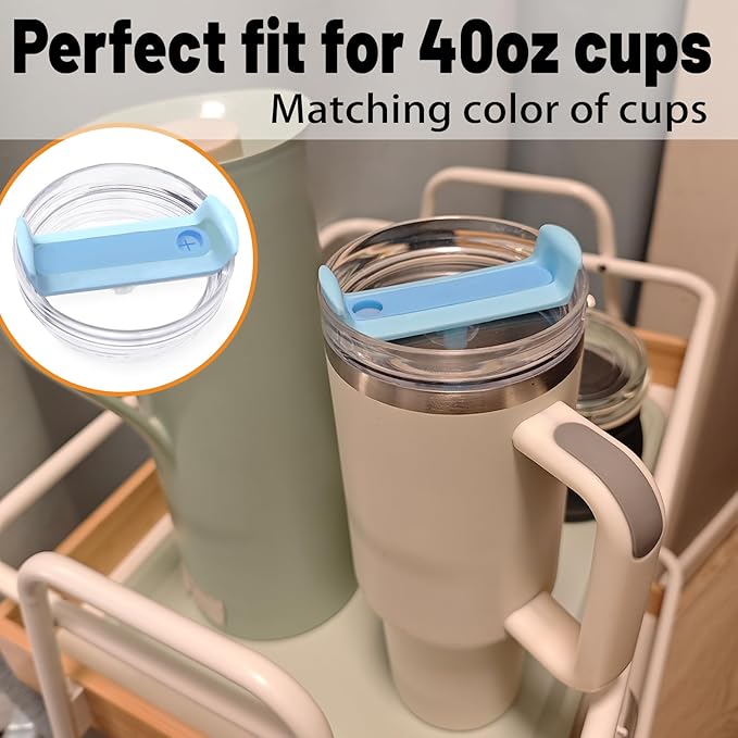 40 OZ Tumbler Lid Replacement Fit for Stanley Cup, 2 Pack Clear Replacement Lids Fit for Stanley Travel Tumbler, Spill Proof Tumbler Covers for Stanley Cup Accessories (Clear - Azure)