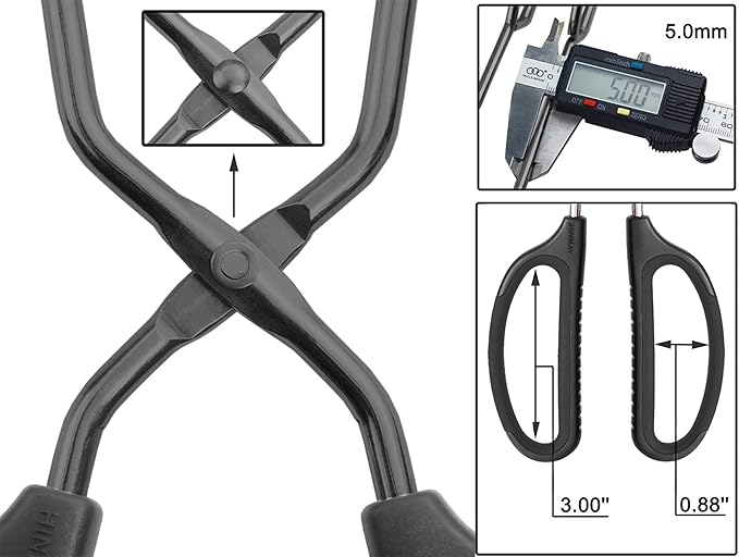 Stainless Steel Scissor Tongs 12" and 16" Set, Extra Long Metal Kitchen Tongs for Cooking, Grilling & Serving (Set of 2, Black)