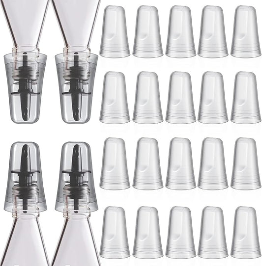 Chengu 24 Pieces Liquor Bottle Toppers for Liquor Pour Bottle Covers Universal Pour Dispenser Bar Dust Translucent Rubber Spout Covers for Home Kitchen Tools Supplies