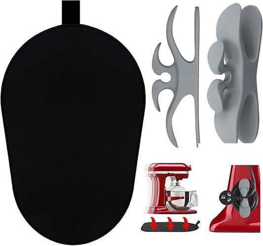 Sliding Mat for Kitchenaid Mixer with 2 Grey Kitchen Accessories, Mover Slider Mat Pad for 5-8 Qt Bowl-Lift Stand Mixer, Kitchen Appliance Slider Mat Compatible with Professional 600 Stand Mixer