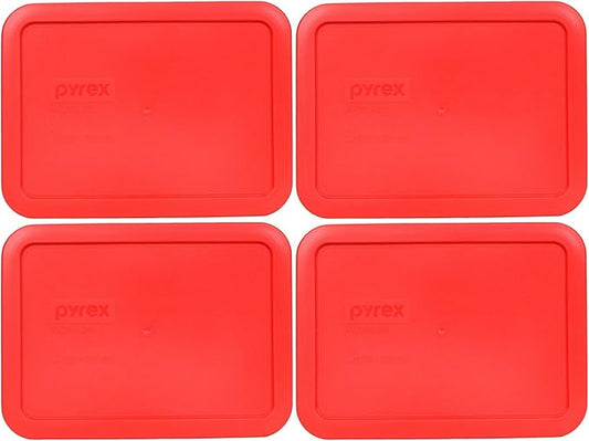 Pyrex 7210-PC 3-Cup Red Food Storage Replacement Lid (4-Pack) - Made in USA