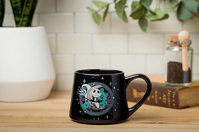 Silver Buffalo Disney Tim Burton's Nightmare Before Christmas Jack and Zero Tapered Pottery Mug, 14 Ounces