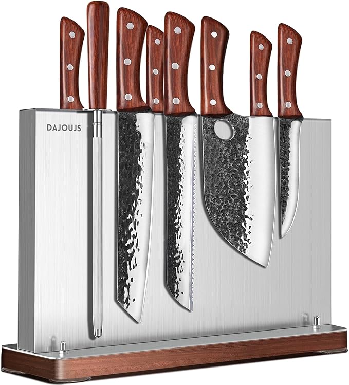 Magnetic Knife Block, Stainless Steel Magnetic Knife Holder for Kitchen Counter Universal Knife Block Without Knives, Strong Magnet Kitchen Knives Storage Organizer