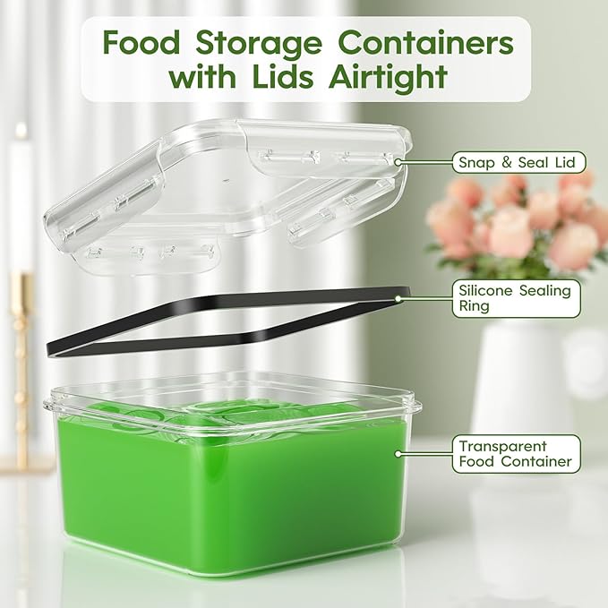 50-Piece Food Storage Containers with Lids(25 Containers & 25 Lids), Plastic Food Containers for Pantry & Kitchen Storage and Organization, BPA-Free, Leak Proof, Reusable with Labels & Pen