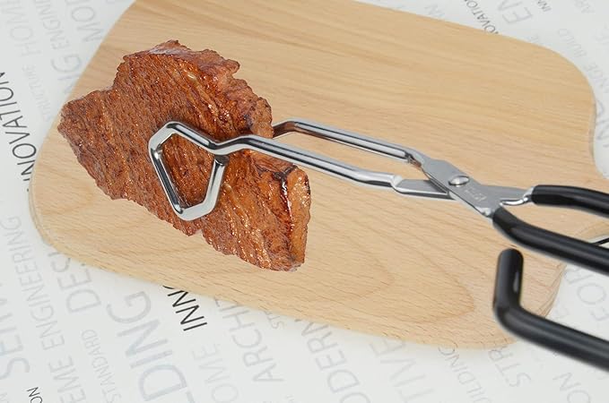 Stainless Steel Scissor Tongs with Black Handle 11-Inch Heavy Duty Wire Tongs