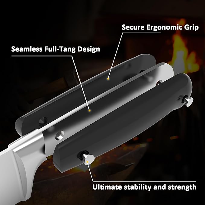 Kitchen Knife Set, Skylark Series 6-Piece High Carbon X50CrMoV15 Steel Professional Chef Knife Set with Solid Wood Block, Unique Design Knife Block Set, Dishwasher Safe, Elegant Black