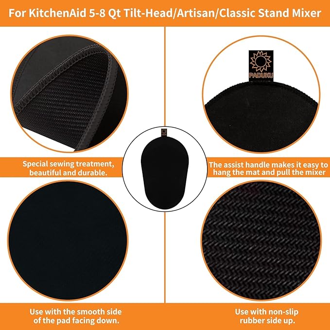 Sliding Mat for Kitchenaid Mixer, Mover Mat Pad for 5-8Qt Bowl Lift Stand Mixer, Kitchen Appliance Slider Compatible for Pro 600 Stand Mixer with Grey Kitchen Accessory, Kitchen Aid Mixer Accessories