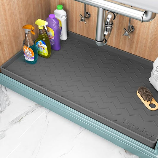 TigeJoy 37" x 22" Under Sink Mats for Kitchen Waterproof, Leak-Proof Silicone Mat Sink Protector and Cabinet Liner, Kitchen Essentials Organizer and Storage, Boot or Shoe Tray, Pet Feeding Mat