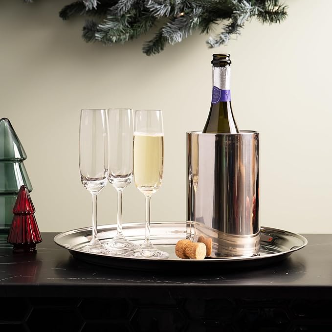 Wine Chiller - Elegant Champagne Bucket, Insulated Bottle Cooler Bucket to Keep Wine and Champagne Chilled without Ice, Fits Any Single Bottle 750 ml