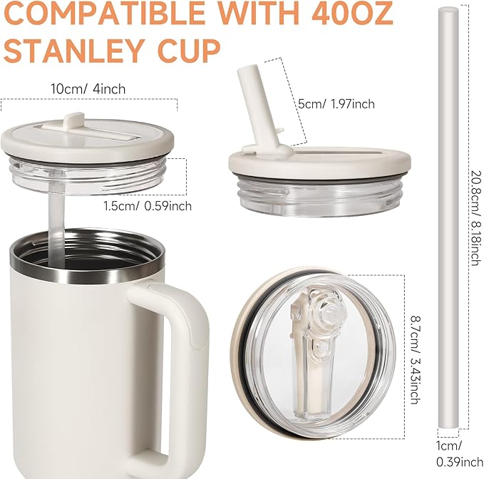 40oz Flip Straw Leak Proof Lid for Stanley H2.0 Quencher Protour Tumbler, 2 Pack Spill Proof Lid Replacement Straw Cover Top for 40 OZ Stanley Cup Accessories (Purple, Purple)