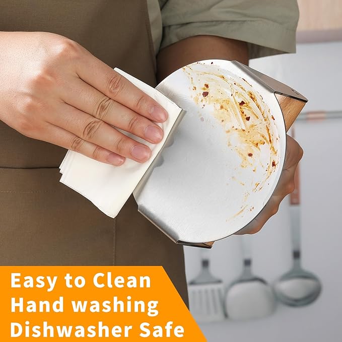 ALLTOP Smash Burger Press,Stainless Steel Non-Stick Hamburger Press Patty Maker for Flat Top Griddle,Grill,BBQ,Kitchen - Round Accessory (6.2” Wood Handle)