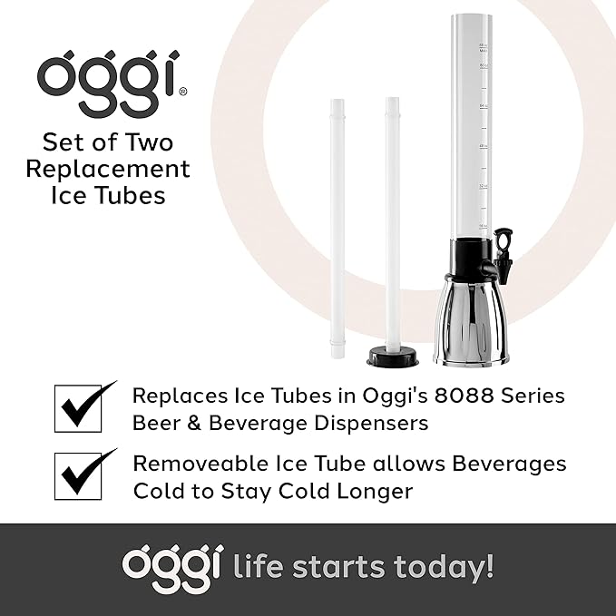 OGGI Set of Two Replacement Ice Tubes for Beer Tower, Ideal Spares for Commercial Use, Fits OGGI 8088 Series Beer Towers