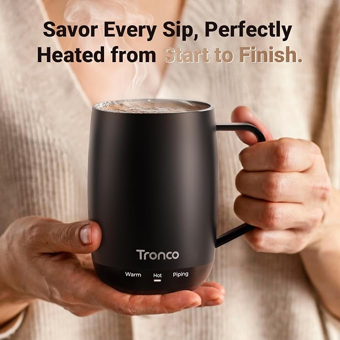 Tronco Temperature Control Heated Coffee Mug 14 oz – Rechargeable Self-Heating - Image 2