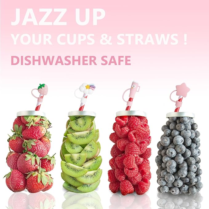 6Pcs Straw Covers Cap Toppers Compatible with Stanley 30&40 oz Tumbler Cup,Reusable Cute Silicone Straws Tips Lids Protectors for 0.4 in/10mm Stanleys Cups Straws Accessories(6PCS)