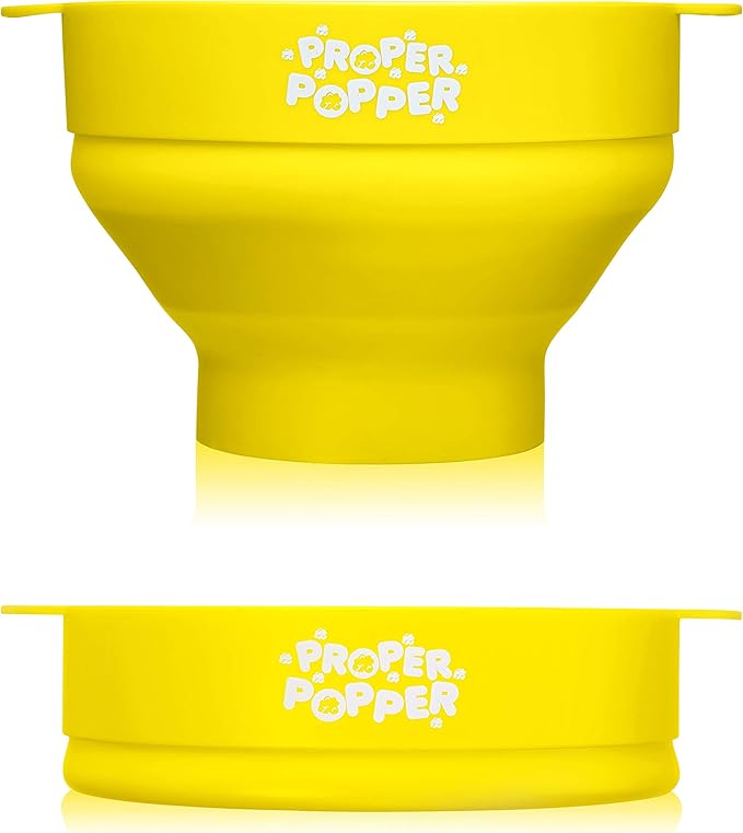 The Original Proper Popper Microwave Popcorn Popper, Silicone Popcorn Maker, Collapsible Bowl BPA Free & Dishwasher Safe - (Yellow)