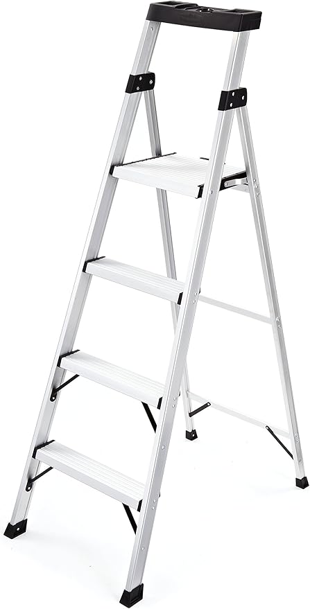 Rubbermaid 5.5 ft. Step Ladder, Aluminum Lightweight with Project Top, Silver, Tested to US Safety Standards, No Assembly Required