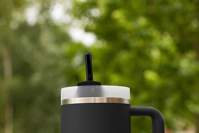 HALM 6x Stanley Quencher Tumbler Glass Straws Black Reusable Replacement Straws for Tumbler with Handle Stainless Steel Drinking Cup Accessory BPA-Free & Dishwasher Safe