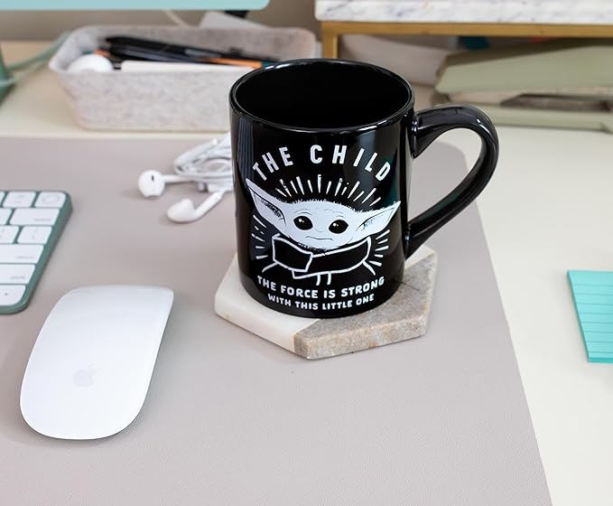 Silver Buffalo Star Wars The Mandalorian Force is Strong with this Little One Ceramic Coffee Mug, 14 Ounces