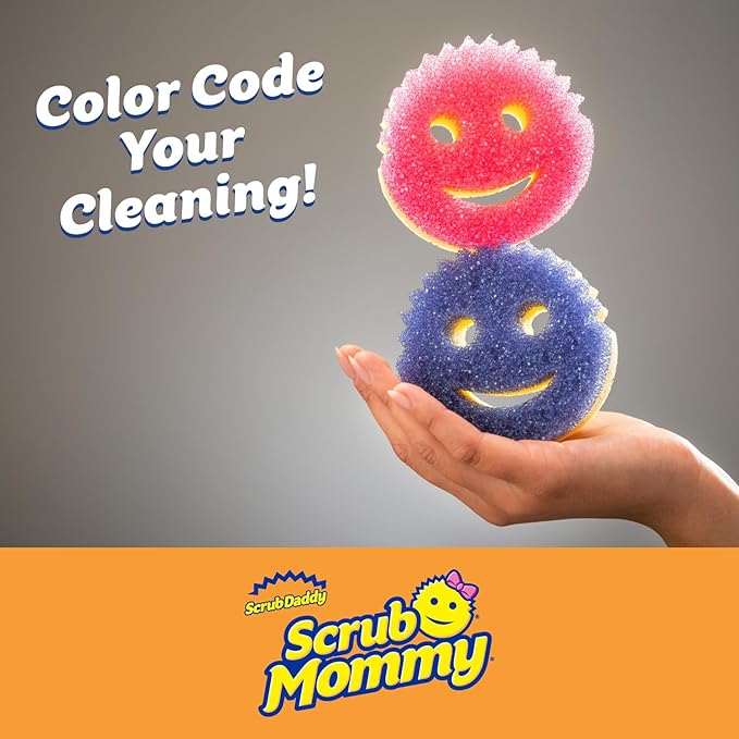 Scrub Daddy Scrub Mommy Kitchen Sponges for Dishes & Wiping Spills - Dual-Sided Dish Scrubber Sponge for Cleaning - Multi-Colored Bulk Pack - Stain & Odor Resistant (5 Count)